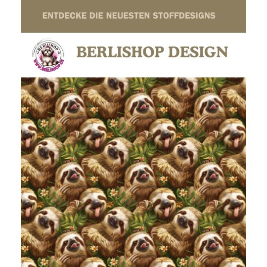 Baumwolle Canvas Faultier – süßer Dschungel Stoff mit Faultieren 153 g/m² Meterware 160 cm Eigenproduktion Kinderstoff