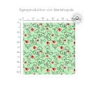 1m Coupon  Baumwolle Canvas Hund Herz Pfote Mint Stoff 153 g/m² Meterware 160 cm Eigenproduktion Kinderstoff