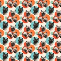 1m Coupon Baumwolle Canvas Katzen Punkte Retro Orange Stoff 153 g/m² Meterware 160 cm Eigenproduktion
