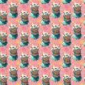 1m Coupon Baumwolle Canvas Katze Pink Türkis Glitzer Stoff 153 g/m² Meterware 160 cm Eigenproduktion