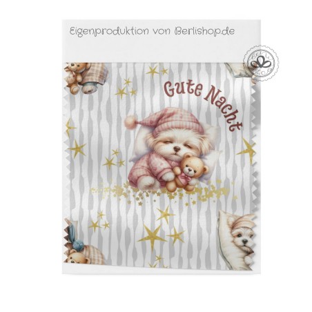 1m Coupon  Baumwolle Canvas süße Hunde Gute Nacht  Stoff 153 g/m² Meterware 160 cm Eigenproduktion Kinderstoff