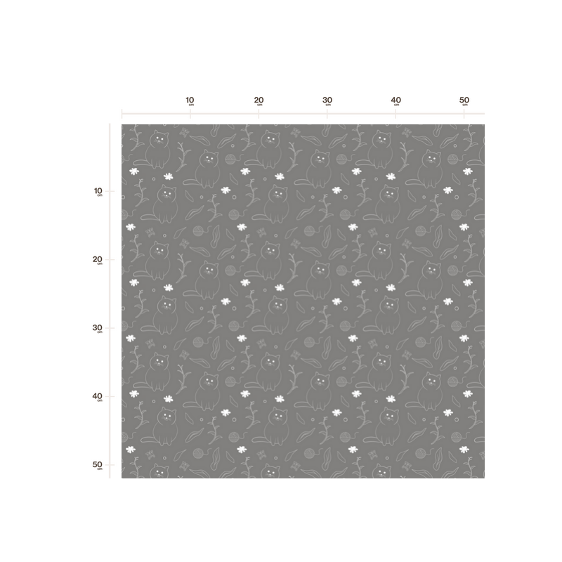 1m Coupon Baumwolle Canvas Katzen Grau Weiß Lineart Stoff 153 g/m² Meterware 160 cm Eigenproduktion