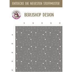 1m Coupon Baumwolle Canvas Katzen Grau Weiß Lineart Stoff 153 g/m² Meterware 160 cm Eigenproduktion