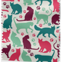 Coupon Baumwolle Canvas Katzen Silhouetten Pfoten Pink Mint Petrol Stoff 153 g/m² Meterware 160 cm Eigenproduktion