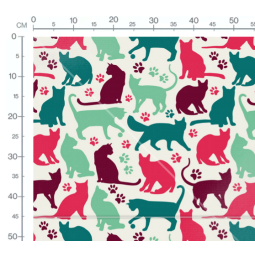 Coupon Baumwolle Canvas Katzen Silhouetten Pfoten Pink Mint Petrol Stoff 153 g/m² Meterware 160 cm Eigenproduktion