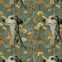 1m Coupon  Baumwolle Canvas Windhund Blumen Salbei Orange Stoff 153 g/m² Meterware 160 cm Eigenproduktion Kinder