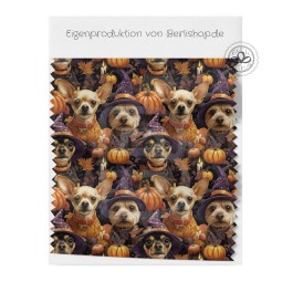 1m Coupon  Baumwolle Canvas Hunde Halloween Kürbis 153 g/m² Meterware 160 cm Eigenproduktion Kinder