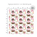1m Coupon  Baumwolle Canvas Shih Tzu Hund Herz Schleife Glücksklee 153 g/m² Meterware 160 cm Eigenproduktion Kinder
