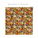 1m Coupon  Baumwolle Canvas Shih Tzu Herbst Kürbis Sonnenblumen 153 g/m² Meterware 160 cm Eigenproduktion Kinder