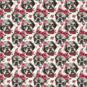 1m Coupon  Baumwolle Canvas Mops Hund Herzen Schleife Rosen 153 g/m² Meterware 160 cm Eigenproduktion Kinder