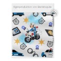 1m Coupon  Baumwolle Canvas Polizei Auto Motorrad Sterne 153 g/m² Meterware 160 cm Eigenproduktion Kinder