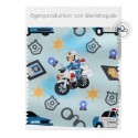 1m Coupon  Baumwolle Canvas Polizei Auto Motorrad Blau Stoff 153 g/m² Meterware 160 cm Eigenproduktion Kinder