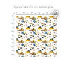 1m Coupon  Baumwolle Canvas Canvas Baustelle Bagger LKW Weiß Stoff  153 g/m² Meterware 160 cm Eigenproduktion Kinder