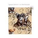 Baumwolle Canvas Hunde Stoff –Chihuahua Rüde Leomantel Herzen Beige Braun  – 153 g/m² –  160  cm Meterware