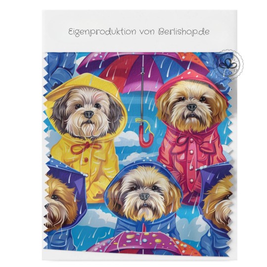 Designer Stoff Vorbestellung Hunde im Regen Bunt – Hunde Stoff Meterware Eigenproduktion
