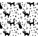1m Coupon Baumwolle Canvas Katzen Schwarz Weiß Pfoten Stoff 153 g/m² Meterware 160 cm Eigenproduktion