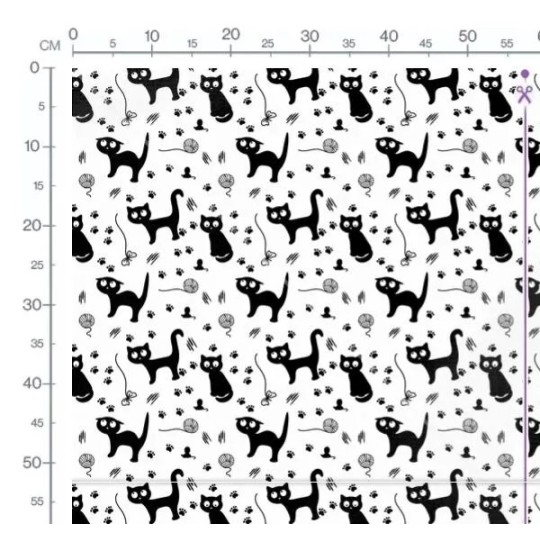1m Coupon Baumwolle Canvas Katzen Schwarz Weiß Pfoten Stoff 153 g/m² Meterware 160 cm Eigenproduktion