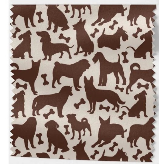 1m Coupon  Baumwolle Canvas Hunde Silhouetten Braun Beige Stoff 153 g/m² Meterware 160 cm Eigenproduktion Kinder