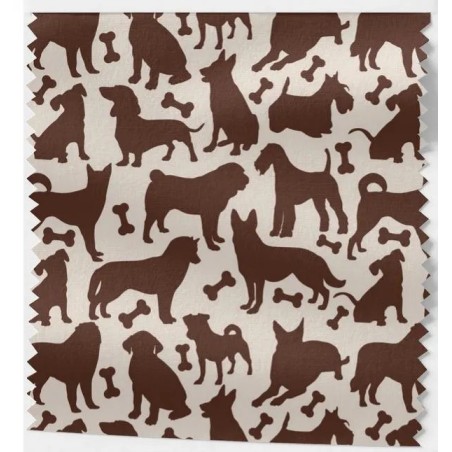 1m Coupon  Baumwolle Canvas Hunde Silhouetten Braun Beige Stoff 153 g/m² Meterware 160 cm Eigenproduktion Kinder