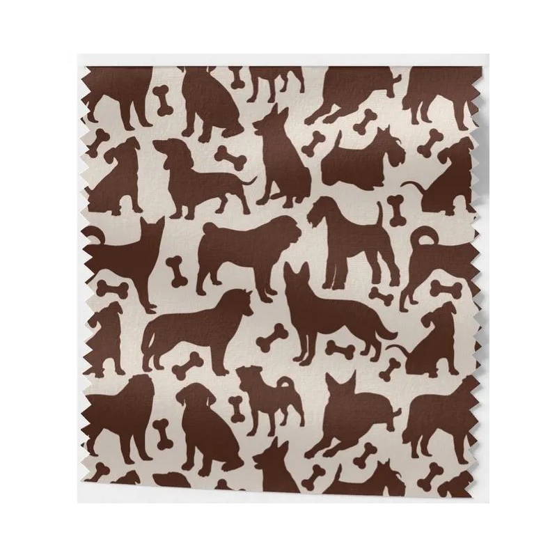 1m Coupon  Baumwolle Canvas Hunde Silhouetten Braun Beige Stoff 153 g/m² Meterware 160 cm Eigenproduktion Kinder