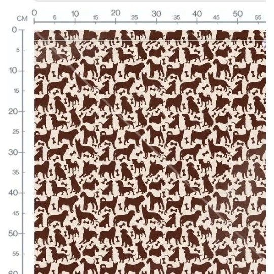 1m Coupon  Baumwolle Canvas Hunde Silhouetten Braun Beige Stoff 153 g/m² Meterware 160 cm Eigenproduktion Kinder