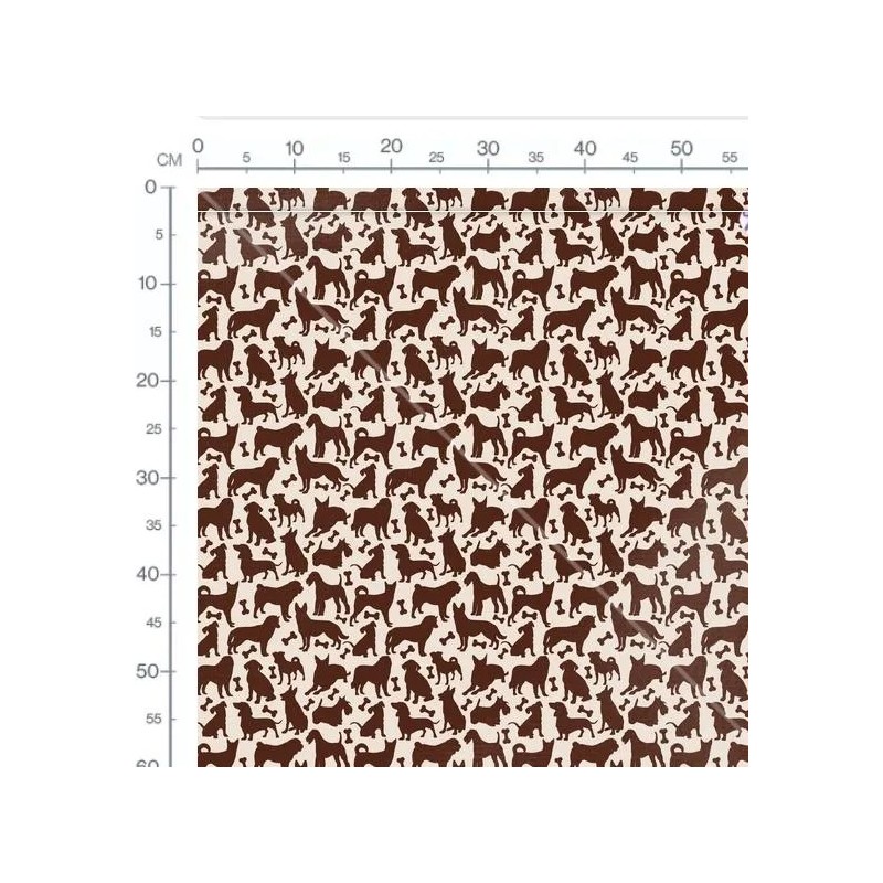 1m Coupon  Baumwolle Canvas Hunde Silhouetten Braun Beige Stoff 153 g/m² Meterware 160 cm Eigenproduktion Kinder