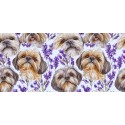 1m Coupon  Baumwolle Canvas Shih Tzu Lavendel Blumen Stoff 153 g/m² Meterware 160 cm Eigenproduktion Kinder