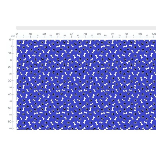 1m Coupon  Baumwolle Canvas Hund Pfoten Knochen Blau Stoff 153 g/m² Meterware 160 cm Eigenproduktion Kinder