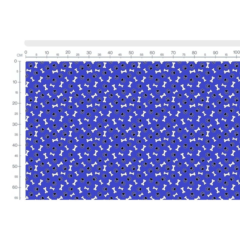 1m Coupon  Baumwolle Canvas Hund Pfoten Knochen Blau Stoff 153 g/m² Meterware 160 cm Eigenproduktion Kinder
