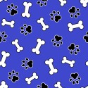 1m Coupon  Baumwolle Canvas Hund Pfoten Knochen Blau Stoff 153 g/m² Meterware 160 cm Eigenproduktion Kinder