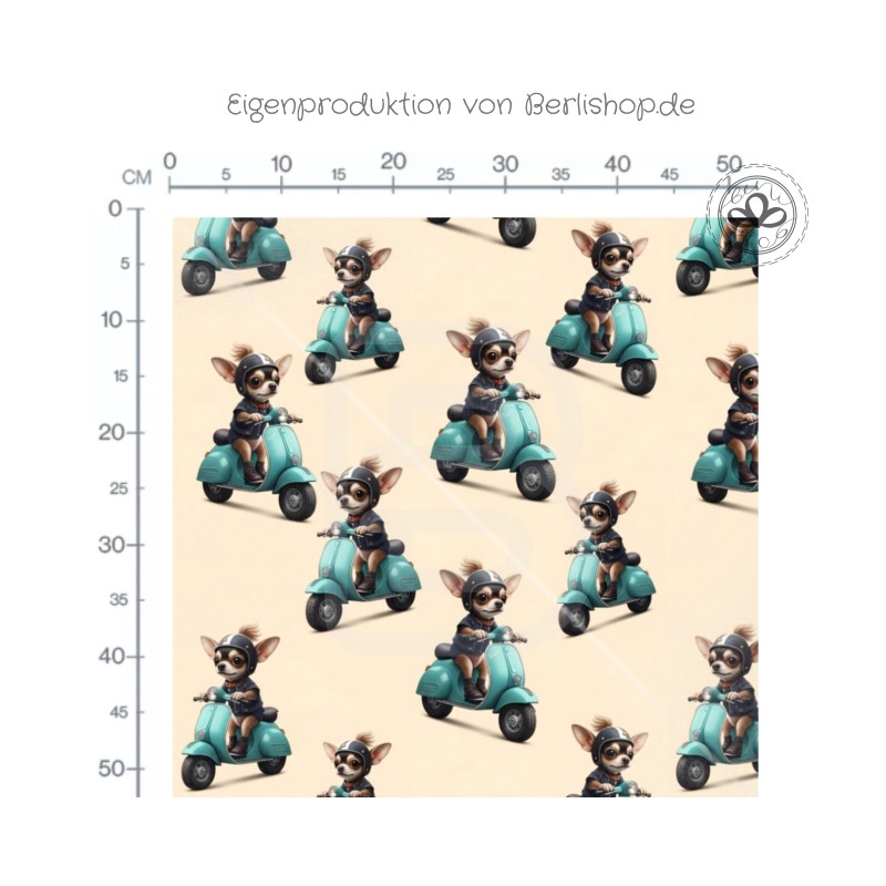 Hunde Roller Stoff – Niedlicher Chihuahua auf Scooter