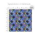1m Coupon  Baumwolle Canvas Gamer Level Up Blau Stoff 153 g/m² Meterware 160 cm Eigenproduktion Kinder