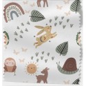 1m Coupon  Baumwolle Canvas Waldtiere Boho Regenbogen Weiß Stoff 153 g/m² Meterware 160 cm Eigenproduktion Kinder