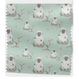 1m Coupon  Baumwolle Canvas Schafe Mint Wiese Stoff 153 g/m² Meterware 160 cm Eigenproduktion Kinder