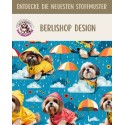 Pre-Order Shih Tzu Hunde mit Regenschirm Petrol Stoff – Stoffdesign von Berlishop - 10 Stoffe zu Auswahl – Kinderstoff Meterware