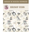 Pre - Order Husky Hunde XOXO mit Herzen Beige/Grau - Stoffdesign von Berlishop - 10 Stoffe zu Auswahl – Meterware