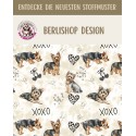 Pre - Order Yorkshire Terrier  Hunde XOXO mit Herzen Beige/Braun - Stoffdesign von Berlishop - 10 Stoffe zu Auswahl – Meterware