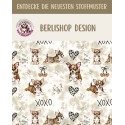 Pre - Order Chihuahua Hunde XOXO mit Herzen Beige/Braun - Stoffdesign von Berlishop - 10 Stoffe zu Auswahl – Meterware