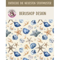Pre-Order Muschel Stoff Seestern Blau Beige Maritim- Stoffdesign von Berlishop - 10 Stoffe zu Auswahl – Meterware