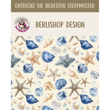 Pre-Order Muschel Stoff Seestern Blau Beige Maritim- Stoffdesign von Berlishop - 10 Stoffe zu Auswahl – Meterware