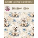 Pre-Order Malteser Stoff Aquarell Blumen Blau Beige – Stoffdesign von Berlishop - 10 Stoffe zu Auswahl – Meterware