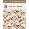 Pre-Order Malteser Hunde Magnolien Beige Rosa – Stoffdesign von Berlishop - 10 Stoffe zu Auswahl – Meterware