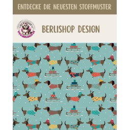 Pre-Order Dackel mit Pulli Weihnachten Mint – Stoffdesign von Berlishop mit Stoffauswahl - 10 Stoffe zu Auswahl – Meterware