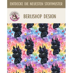 Pre-Order Schwarzes Einhorn Regenbogen Stoff Bunt – Stoffdesign von Berlishop- 10 Stoffe zu Auswahl – Meterware