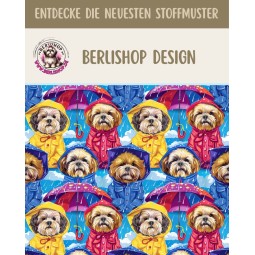 Pre-Order Shih Tzu Hunde Stoff  Regenjacke Bunt – Stoffdesign von Berlishop – 10 Stoffe zur Auswahl – Meterware