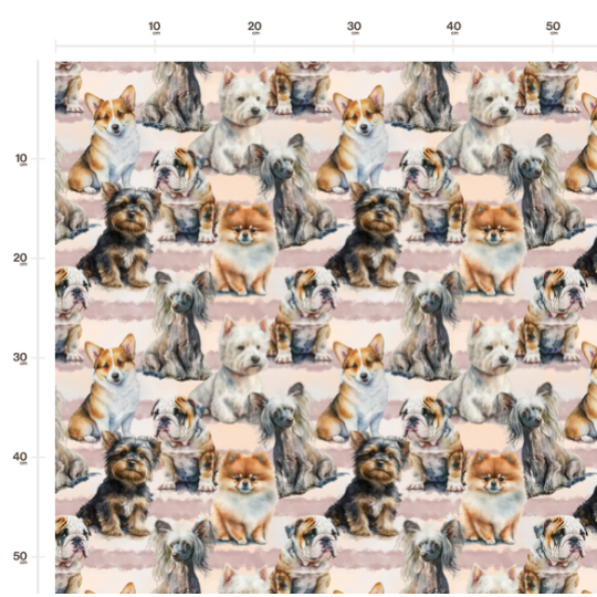 1m Coupon  Baumwolle Canvas Hunde Rassen Aquarell Rosa Stoff 153 g/m² Meterware 160 cm Eigenproduktion Kinder