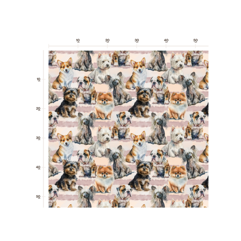 1m Coupon  Baumwolle Canvas Hunde Rassen Aquarell Rosa Stoff 153 g/m² Meterware 160 cm Eigenproduktion Kinder