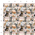 1m Coupon  Baumwolle Canvas Hunde Rassen Aquarell Rosa Stoff 153 g/m² Meterware 160 cm Eigenproduktion Kinder