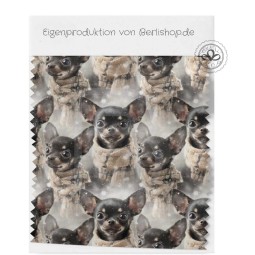 1m Coupon  Baumwolle Canvas Chihuahua Winter Schal Schnee Stoff 153 g/m² Meterware 160 cm Eigenproduktion Kinder