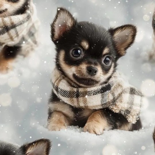 1m Coupon  Baumwolle Canvas Chihuahua Welpe Winter Schnee Schal Stoff 153 g/m² Meterware 160 cm Eigenproduktion Kinder